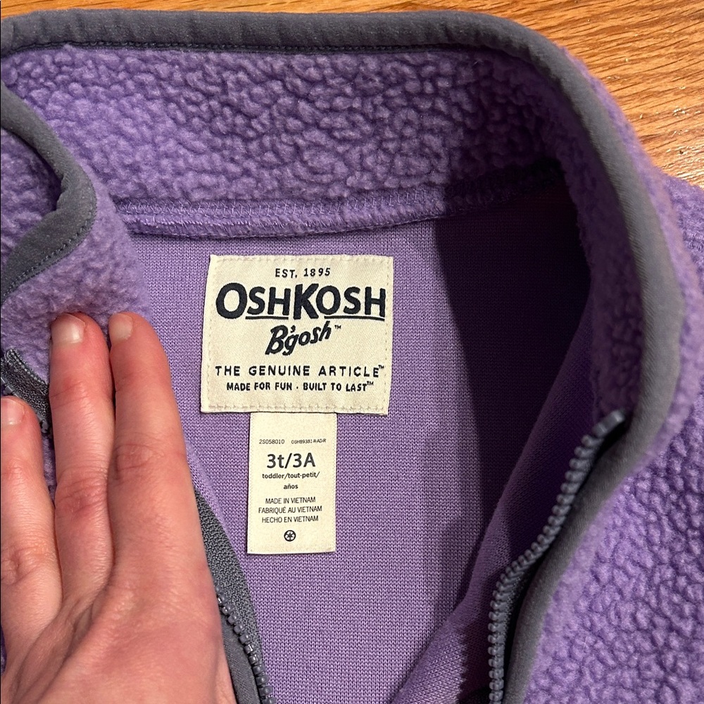 OshKosh B'gosh Lavender and very light blue Sherpa Fleece Jacket - Picture 2 of 2